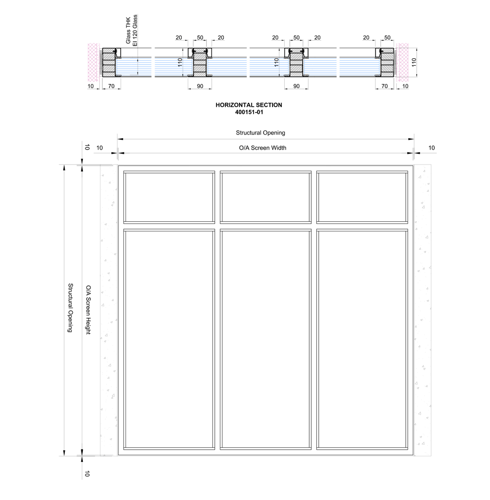 Fortiglaze EI120 Single Door Over Panel
