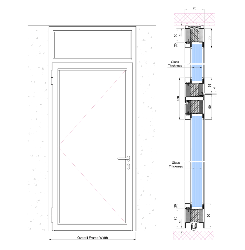 Fortiglaze EI90 Single Door Over Panel